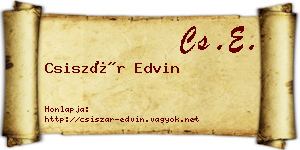 Csiszár Edvin névjegykártya